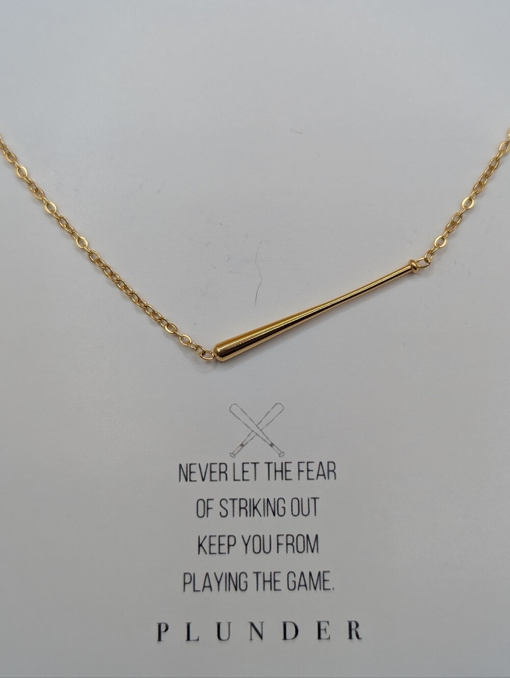 Baseball Bat Goldtone Pendant Necklace by Plunder - Athlete Sports